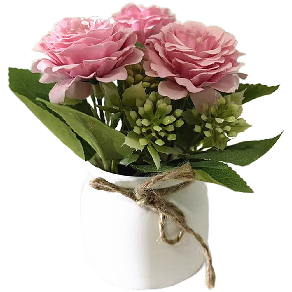 Plastic Potted Chrysanthemum Artificial Flowers for Living Room Desk Decor 15cm