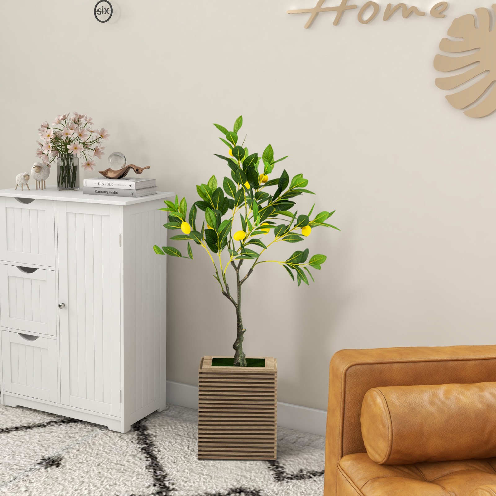 Artificial Lemon Tree 2.6 FT Tall Fake Plant w/Lemon Fruits Office Decor