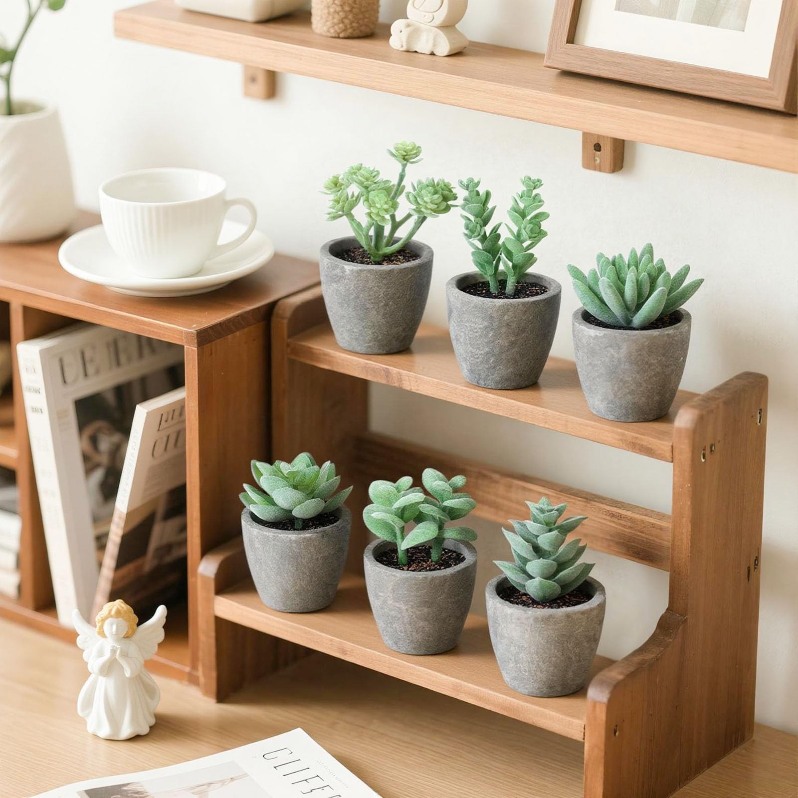 6PCS Small Fake Plants Artificial Succulents Plants for Home Office Bathroom …