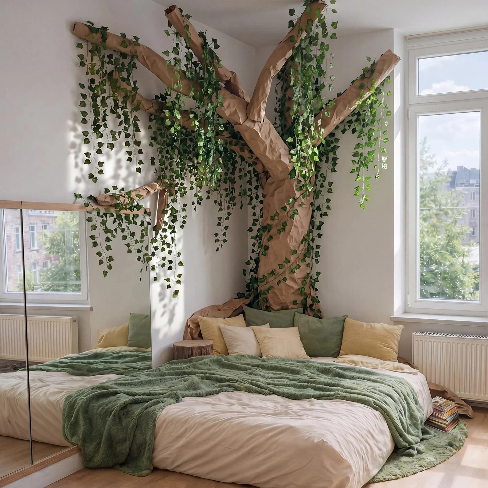 3D DIY Tree Decor for Classroom Wall Artificial Ivy Leaves Rattan Kraft Paper Ki