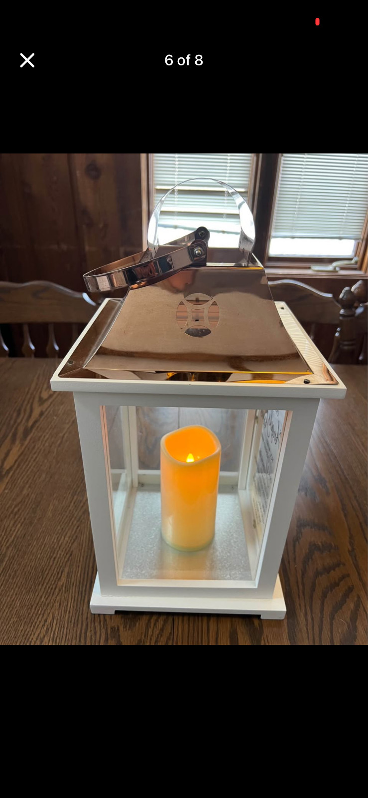 Memorial Lantern White with Copper Top – Gift, Sympathy, or Funeral