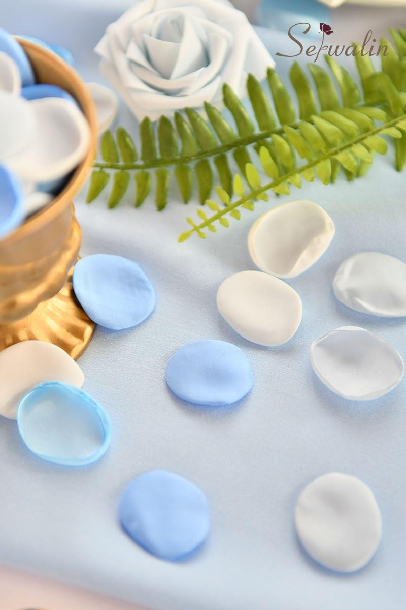 300 PCS Silk Rose Petal Blue White Flower Girl Aisle Basket Bridal Shower Deco