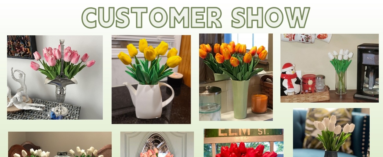 Artificial PU Tulips 10Pcs Real Touch Fake Flower Arrangement Bouquets for Home