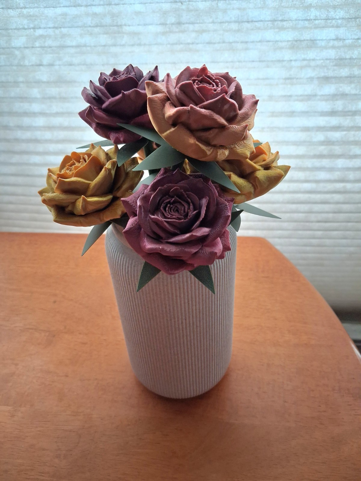 3d Printed Rose/Succulent Bouquet with Vase (More colors to choose from!)