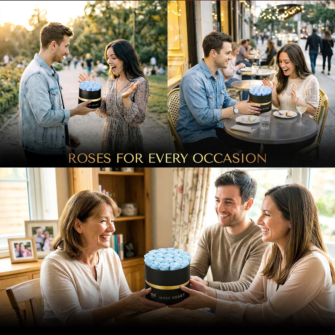 Petite Preserved Forever Roses In Round Box Long Lasting 1+ Year Gift For Her