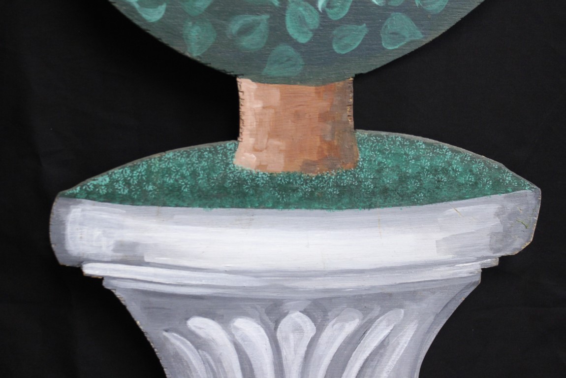 “Wooden Slat Hand-Painted Topiary Plant Stand”
