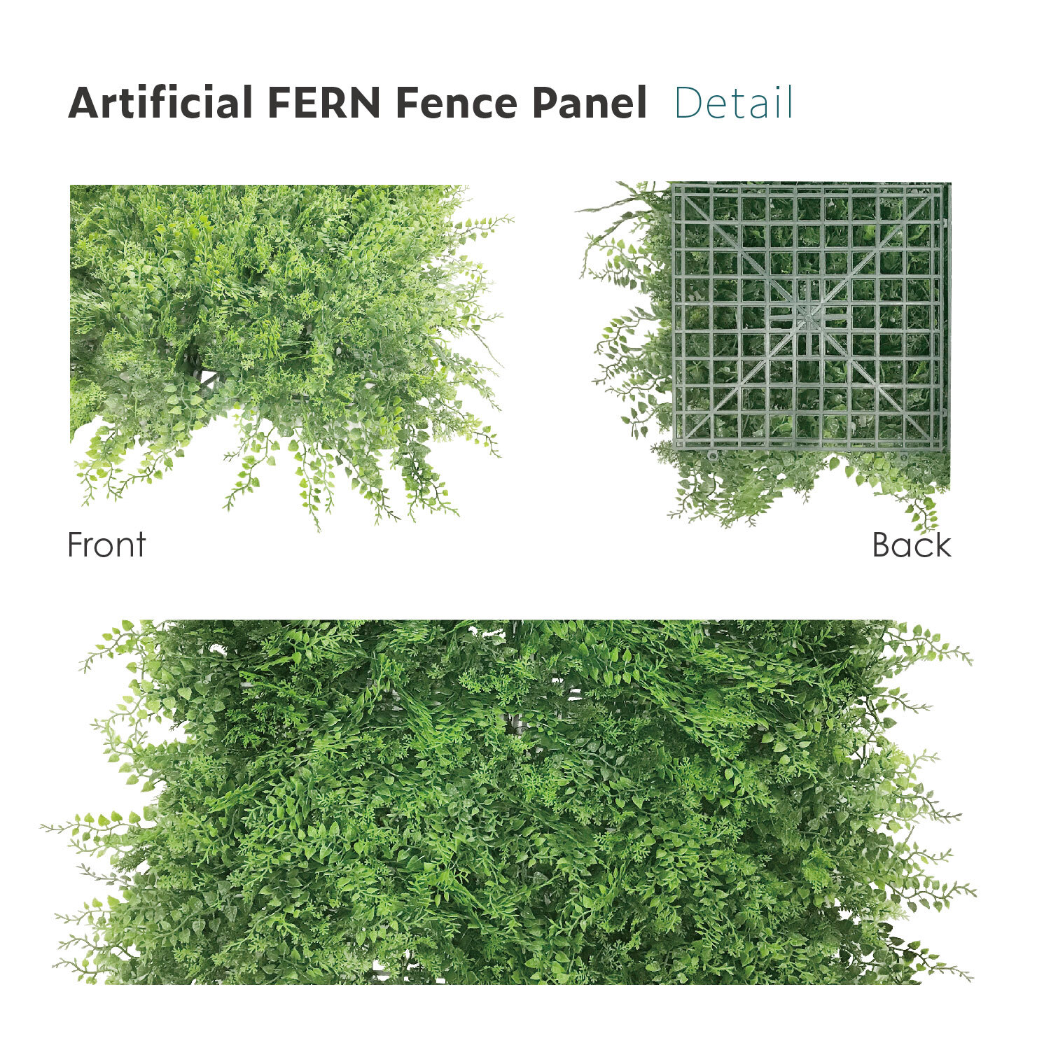 20×20″ Artificial Faux Fern Leaf Mat Wall Hedge Decor Privacy Fence Panel Grass