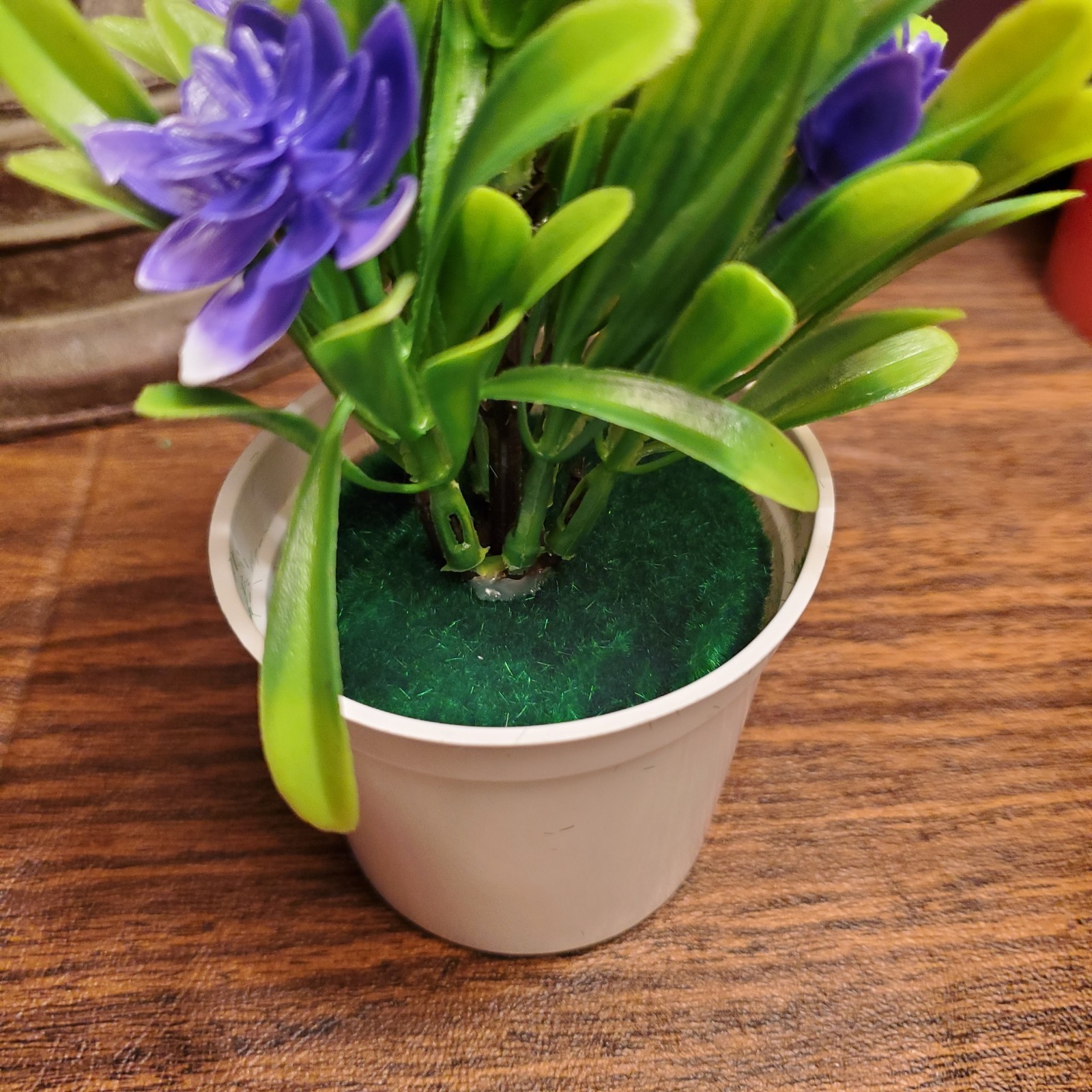Potted Artificial Mini Purple Lotus Bonsai Plant Faux Desk Decor W/ Rocks 7″ USA