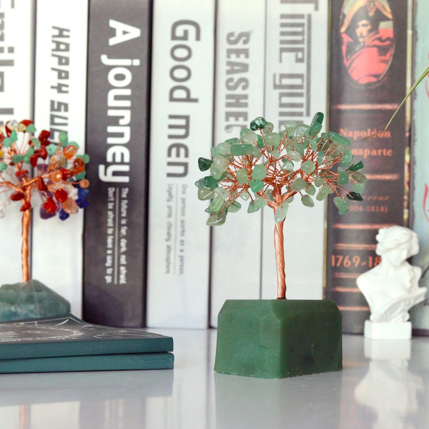 Healing Green Aventurine Crystal Tree – Natural Reiki Gemstone Base with Copp…