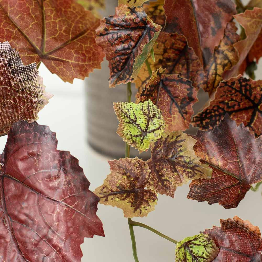 Real Touch Lifelike Burnt Red Artificial Grape Leaf 39″ Floral Bush