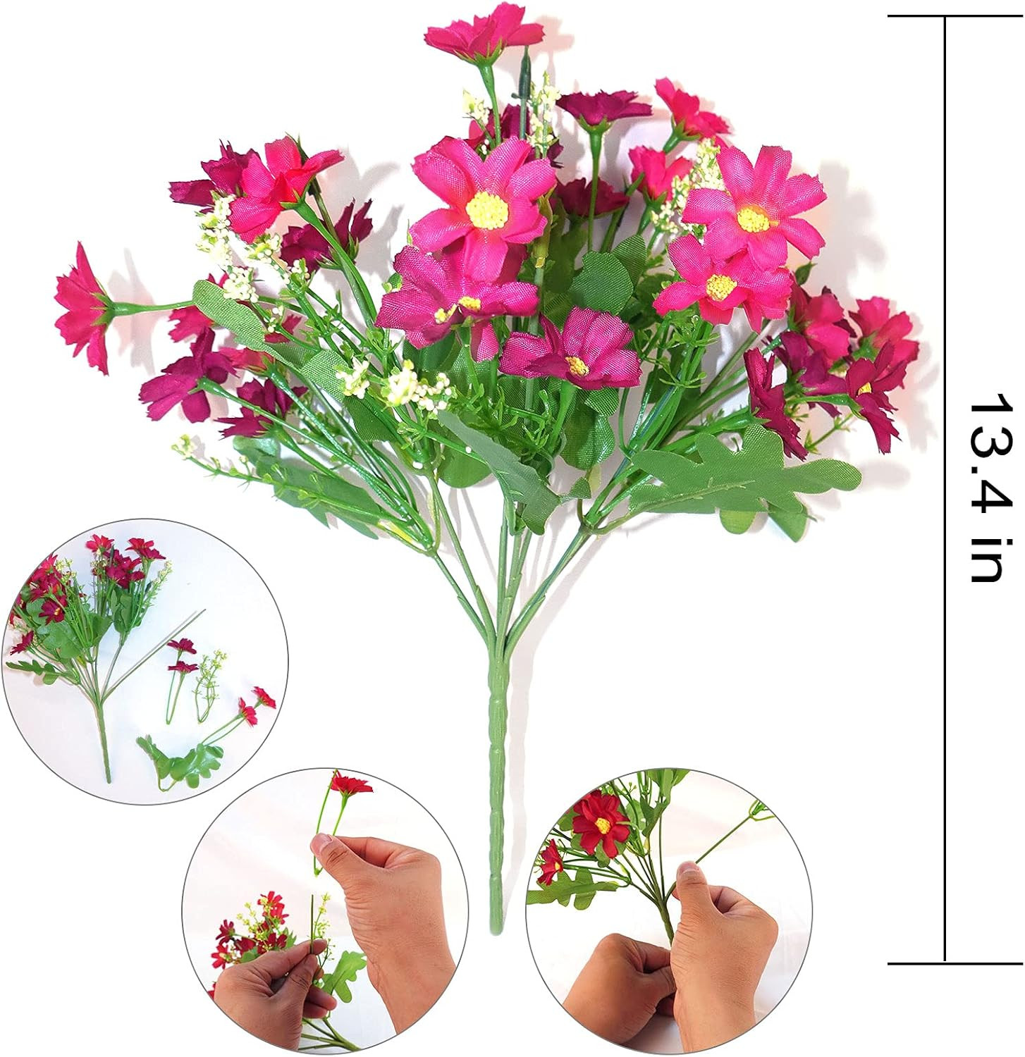 12 Bundles Artificial Fake Flowers for Outdoor Decoration,Shyshining UV Resistan