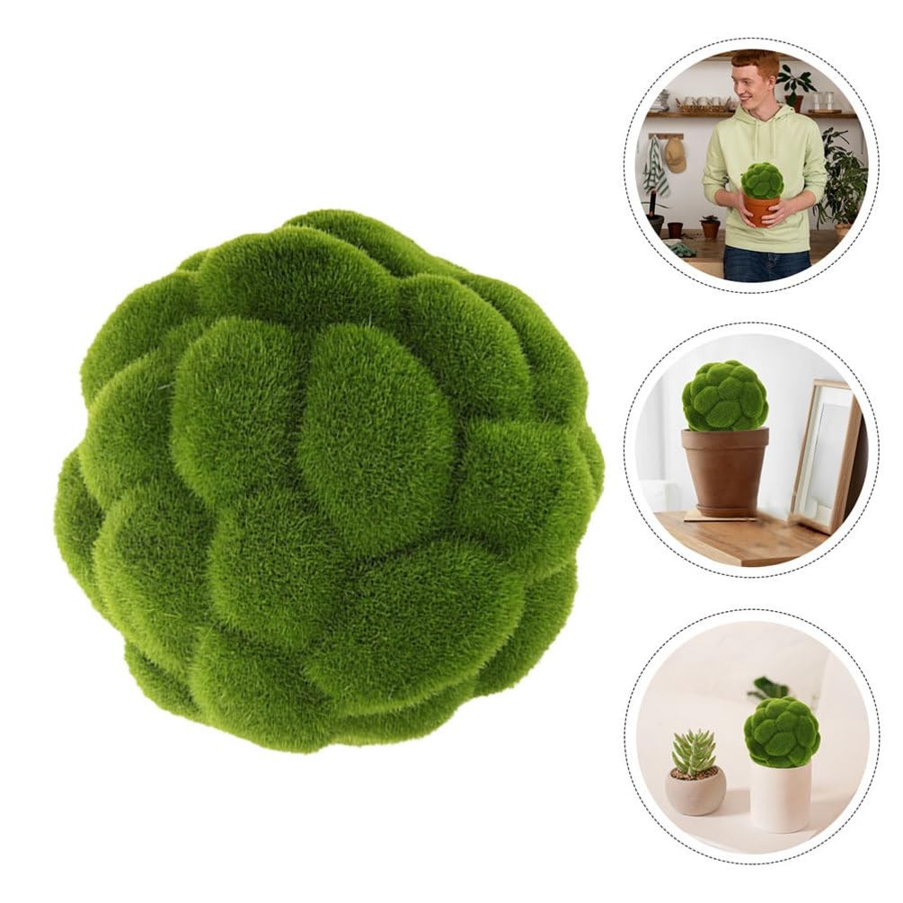 Simulated Moss Balls Artificial Plant Greenery Decor 5.9 Inch Faux Topiary