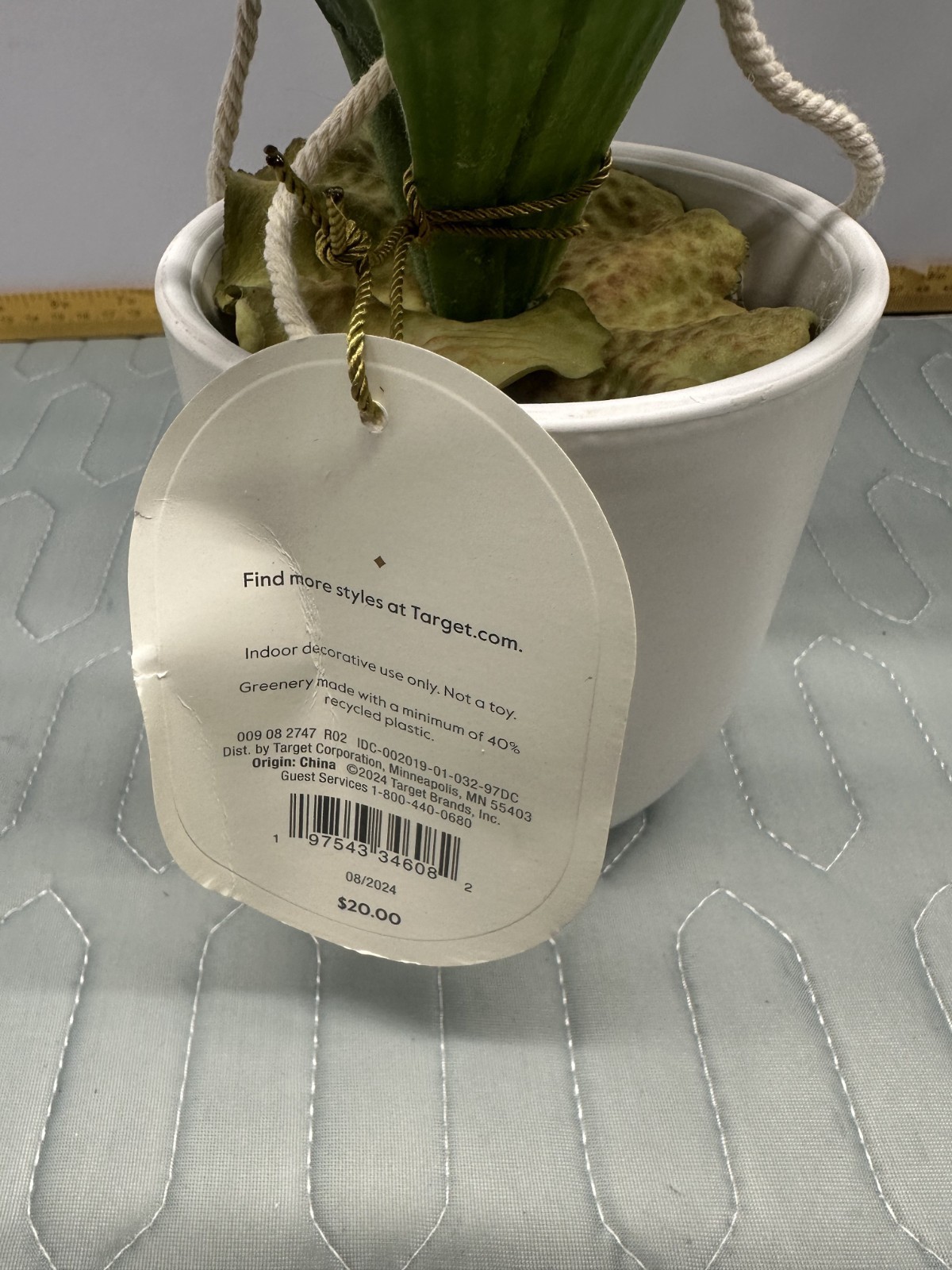 Threshold Hanging Faux Staghorn Fern in White Pot – 12″ – Indoor Decor – New