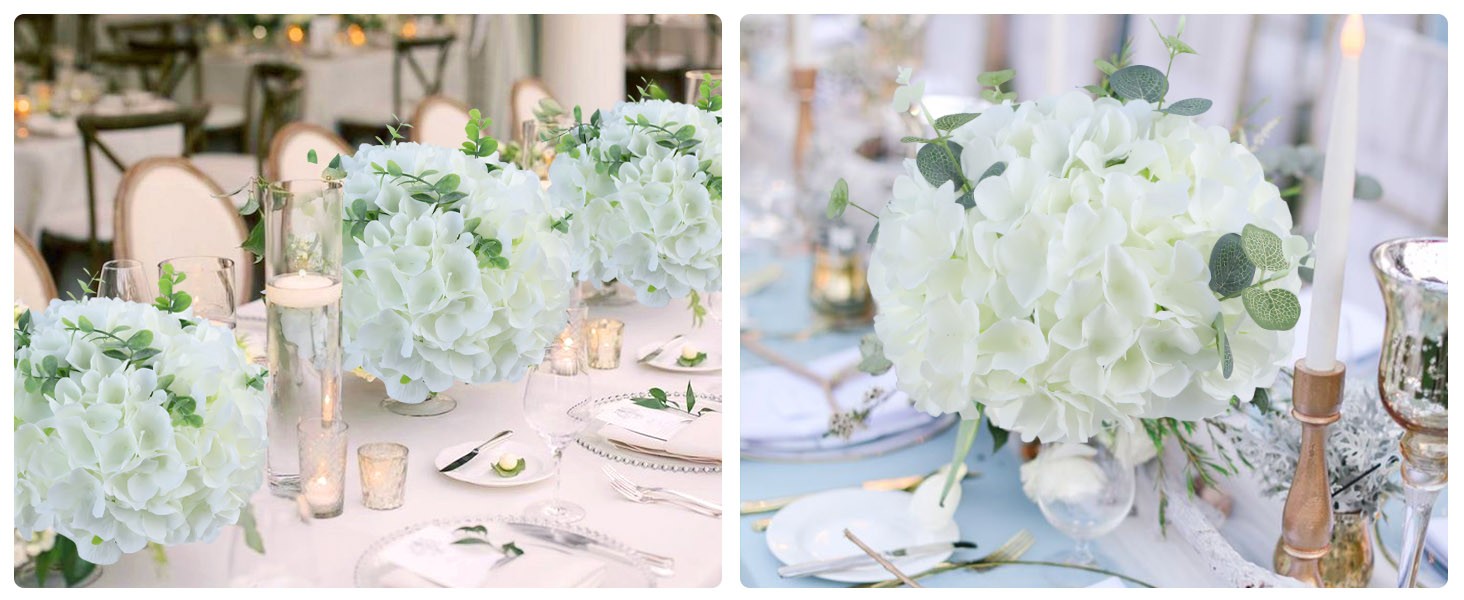 105pcs Fake Flowers White Hydrangea Artificial Flowers Bulk (Not Squished, No