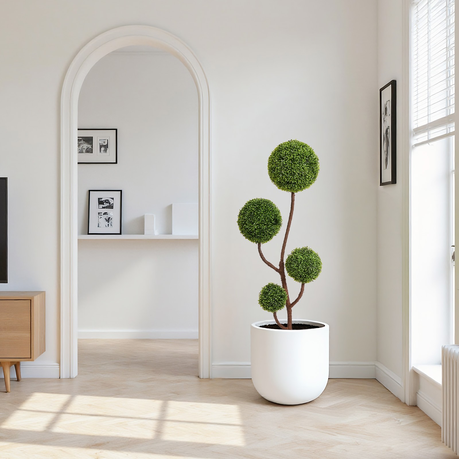 Artificial Boxwood Topiary Tree 5FT Tall Triple Ball-Shaped Faux Plant