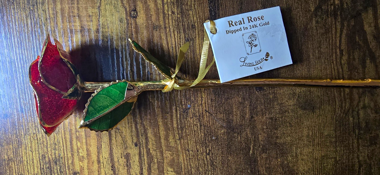 NWT Living Gold dipped Real Rose Flower 24K With Certificate Of Authenticity