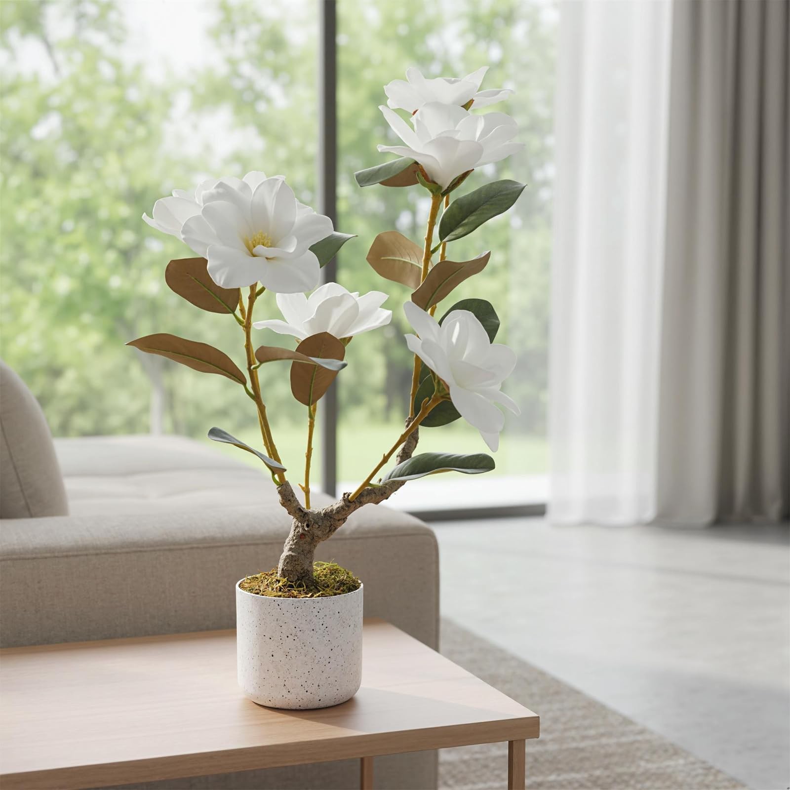 White Fake Orchids Flowers in Pot 2 Pack,24 inch Faux Orchids Plant Real Touc…
