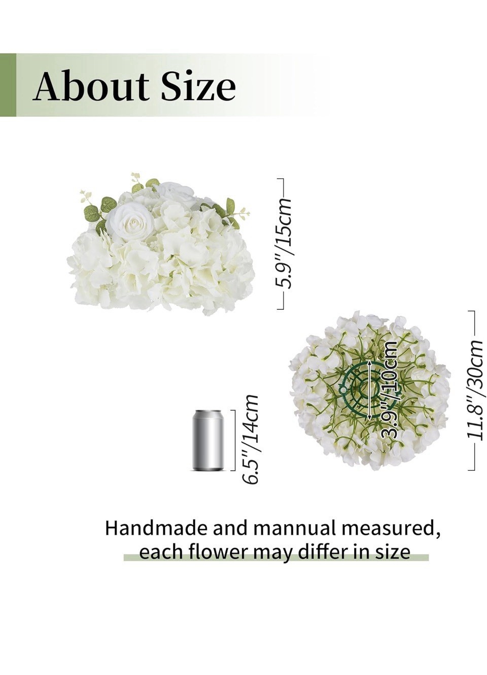 Artificial Flower Balls For Wedding Centerpieces 2 Pcs 11.8″ White Hydrangeas
