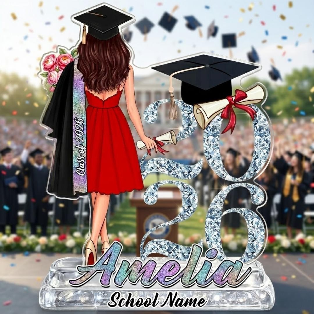 Personalized Graduation Gift 2026 Girl Acrylic Plaque, Custom Name Senior Class