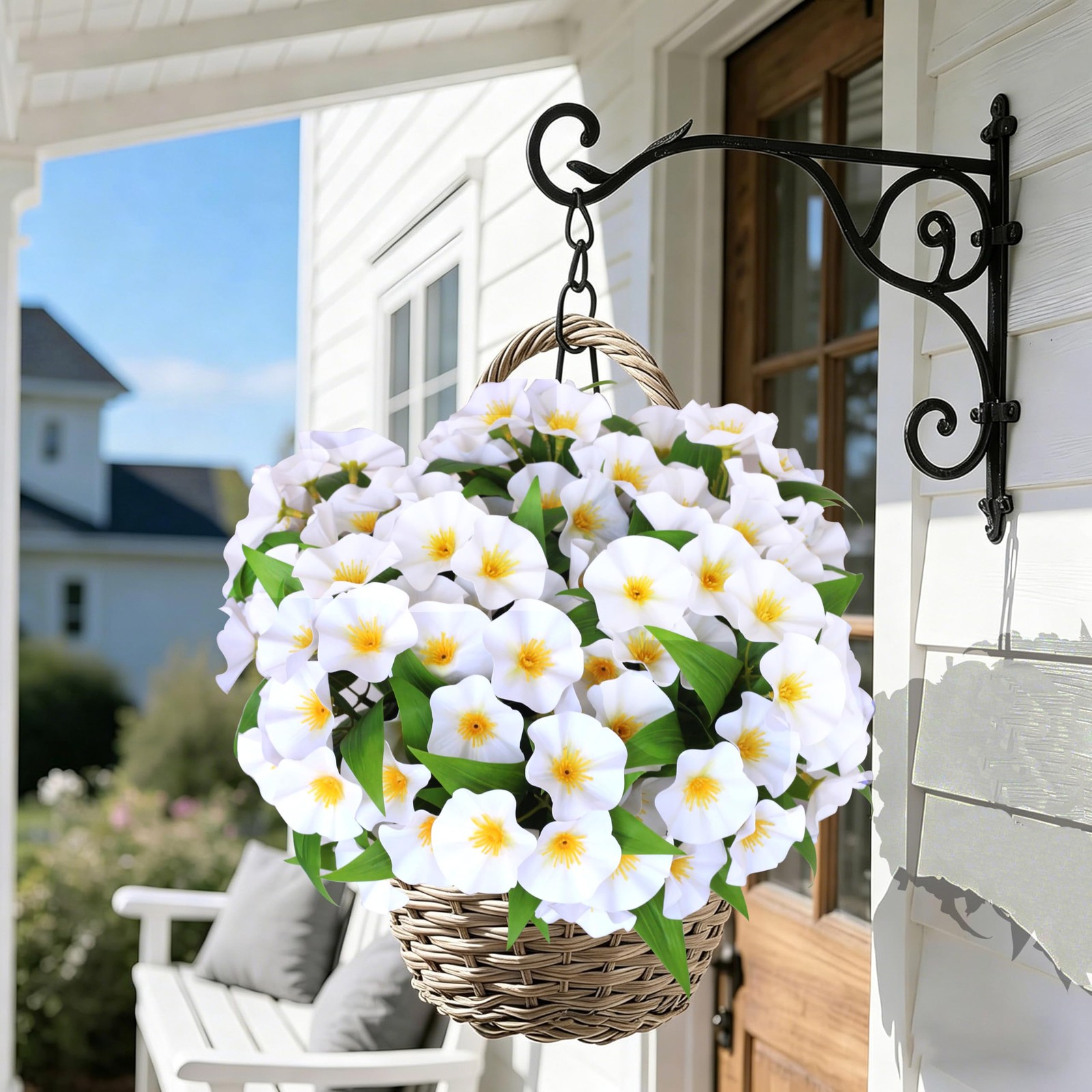 Artificial Flowers for Outdoors Decoration ,6 Bundles Fake Petunia Flowes