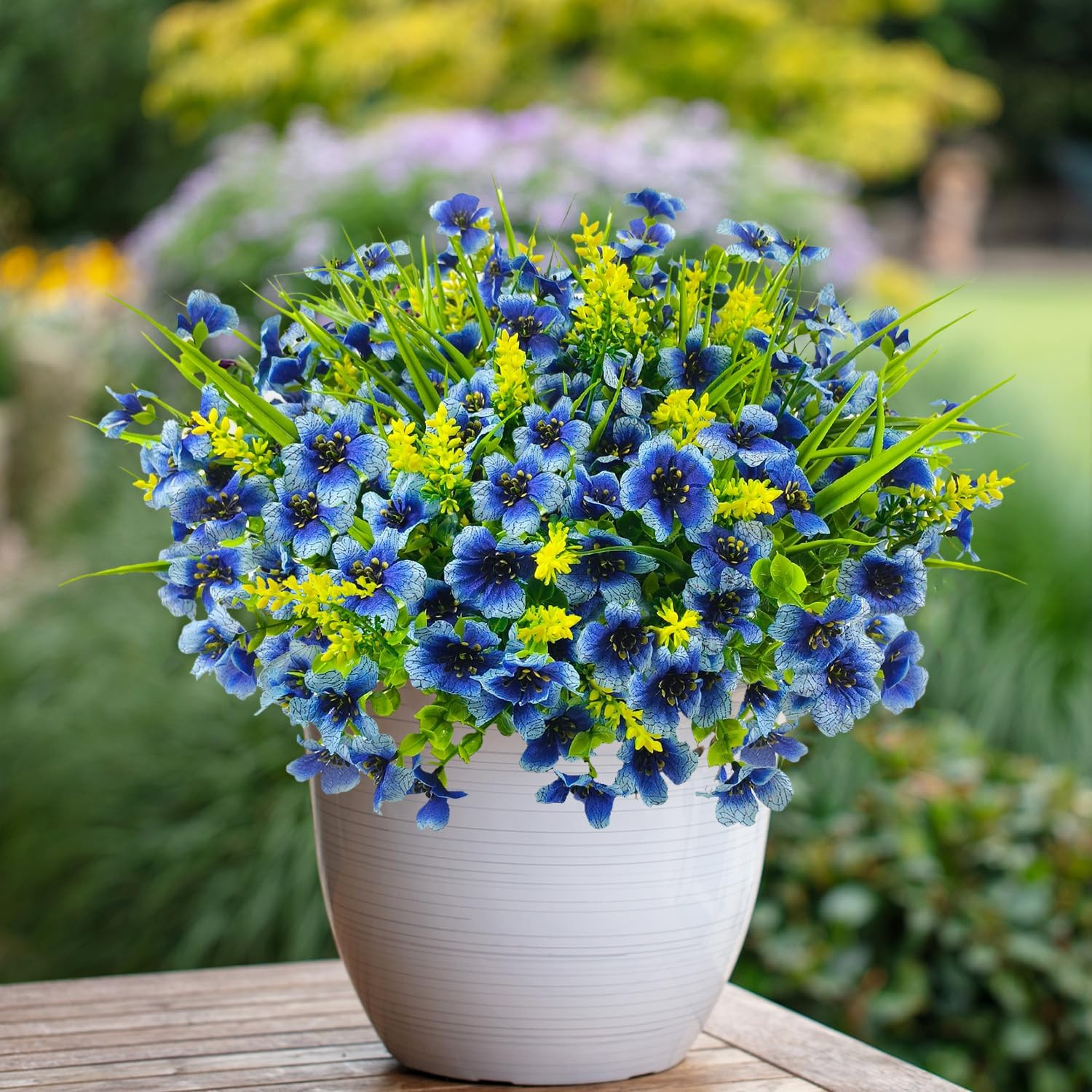8 Bundles Artificial Flowers Outdoor Silk Fake Plants UV Resistant Faux Plastic