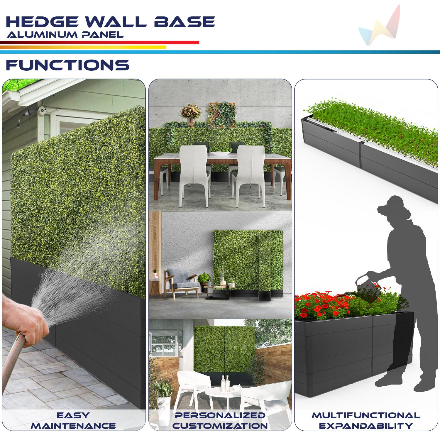 Aluminum Bases Accessory for Artificial Boxwood Hedge Walls