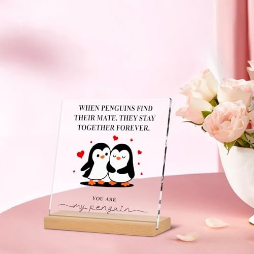 Mens Valentines Day Gifts for Him Her: Romantic Acrylic Plaque with Stand for