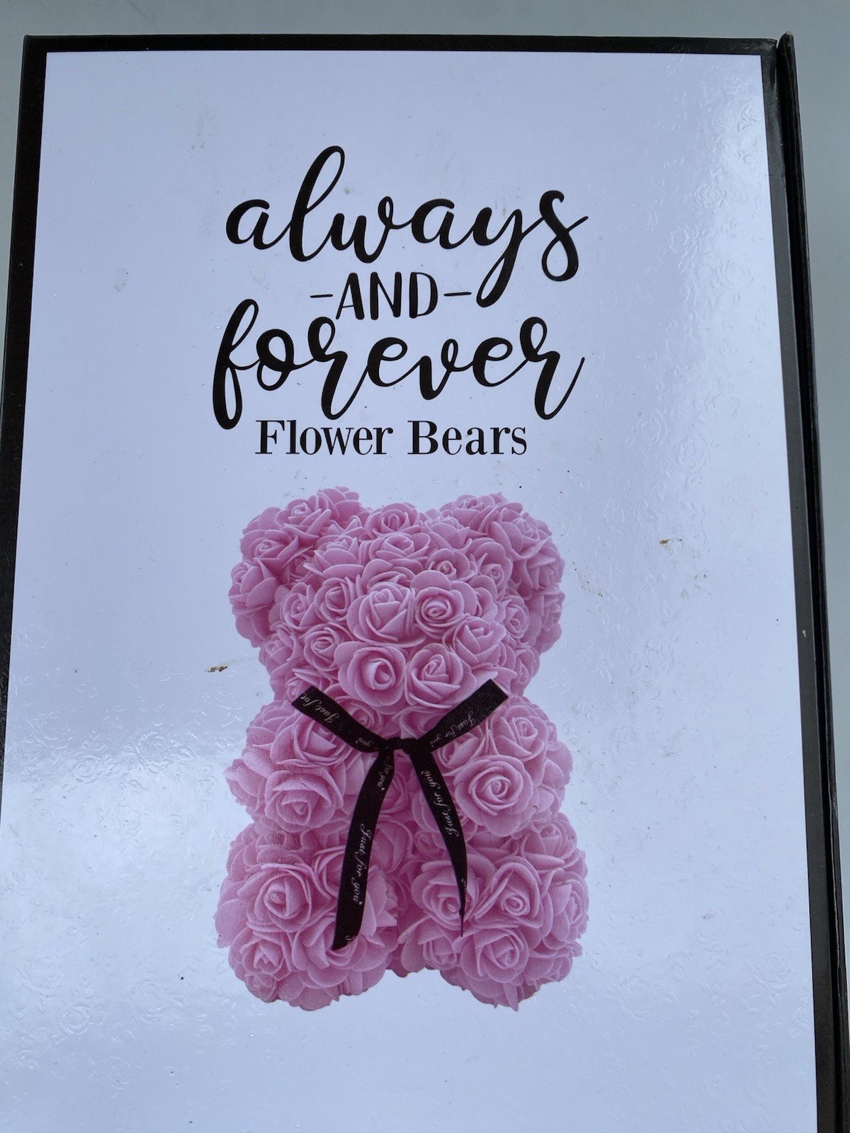 10-inch pink rose bear made of artificial foam flowers