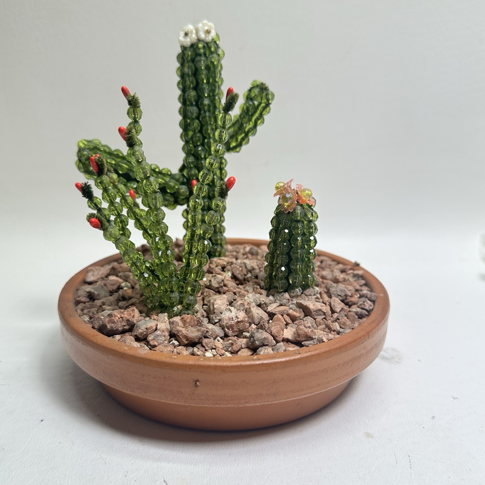 Handmade Beaded Flower Cactus Snake Plant Forever Succulents Terracotta Pot A