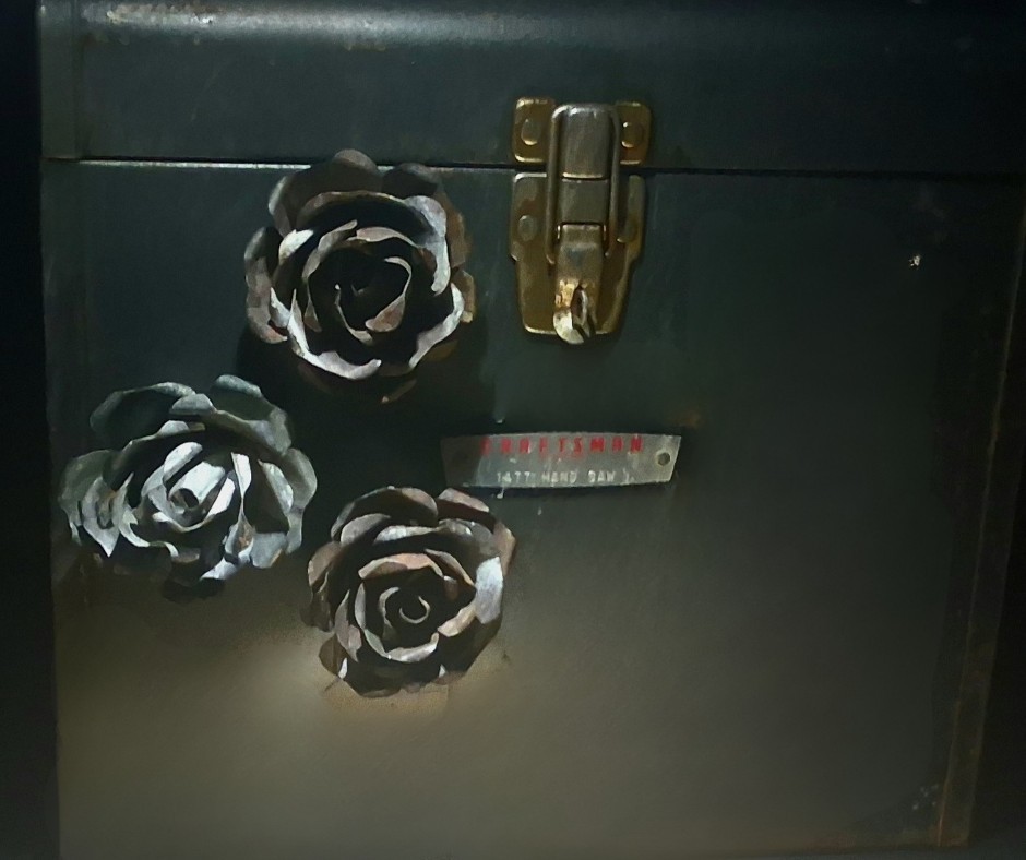 Handmade Metal Rose Magnet – Reclaimed Metal Flower Sculpture
