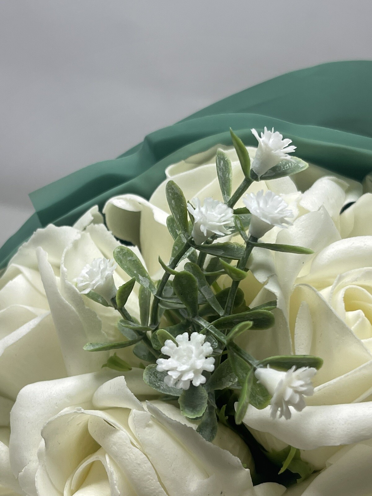 Artificial Whit Roses Flowers Bouquet of 11 White Roses Faux Roses Deco Nice