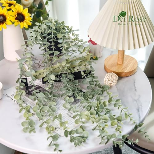 1 Pack Fake Plants Hanging Artificial Decor Faux Potted Eucalyptus Plants for
