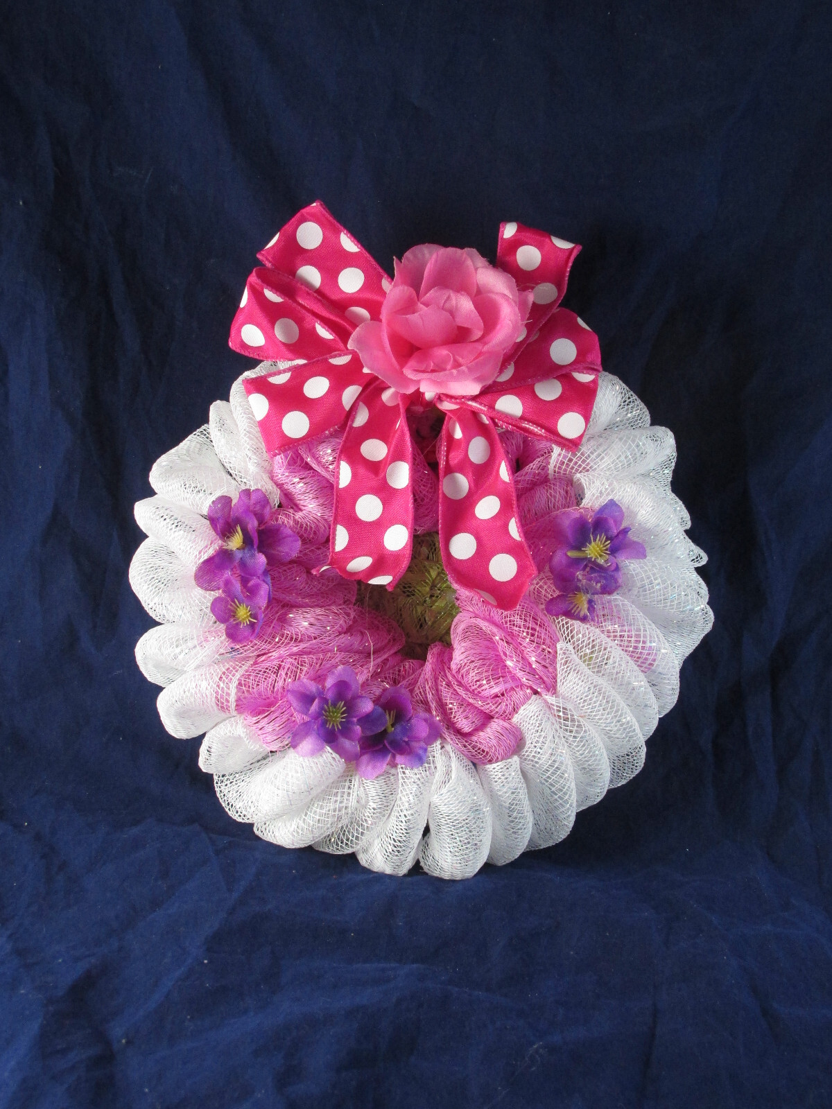 8 Inch Spring Flower Deco Mesh Wreath