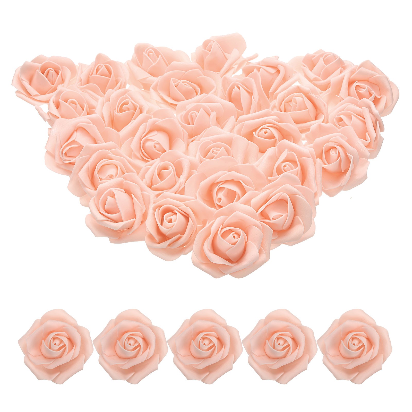 100pcs Foam Rose Heads 6-7 Cm for DIY Crafts Accessories, Champagne