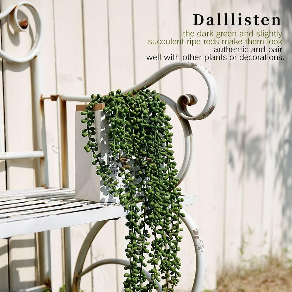 6 Pcs UV Resistant Artificial Hanging Succulents – String of Pearls Greenery