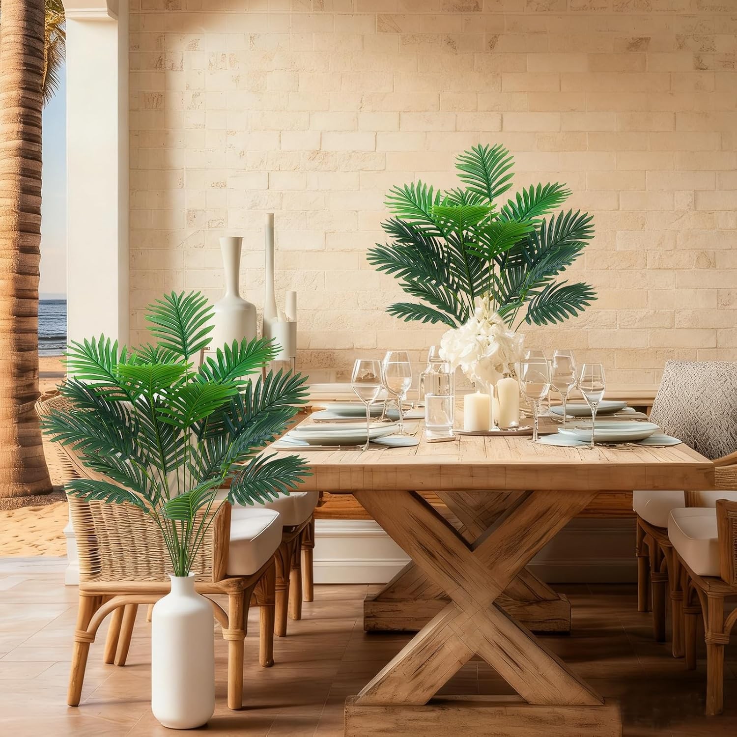 Large Areca Palm Artificial Plants 4 Pack UV Resistant Faux Palm Tree