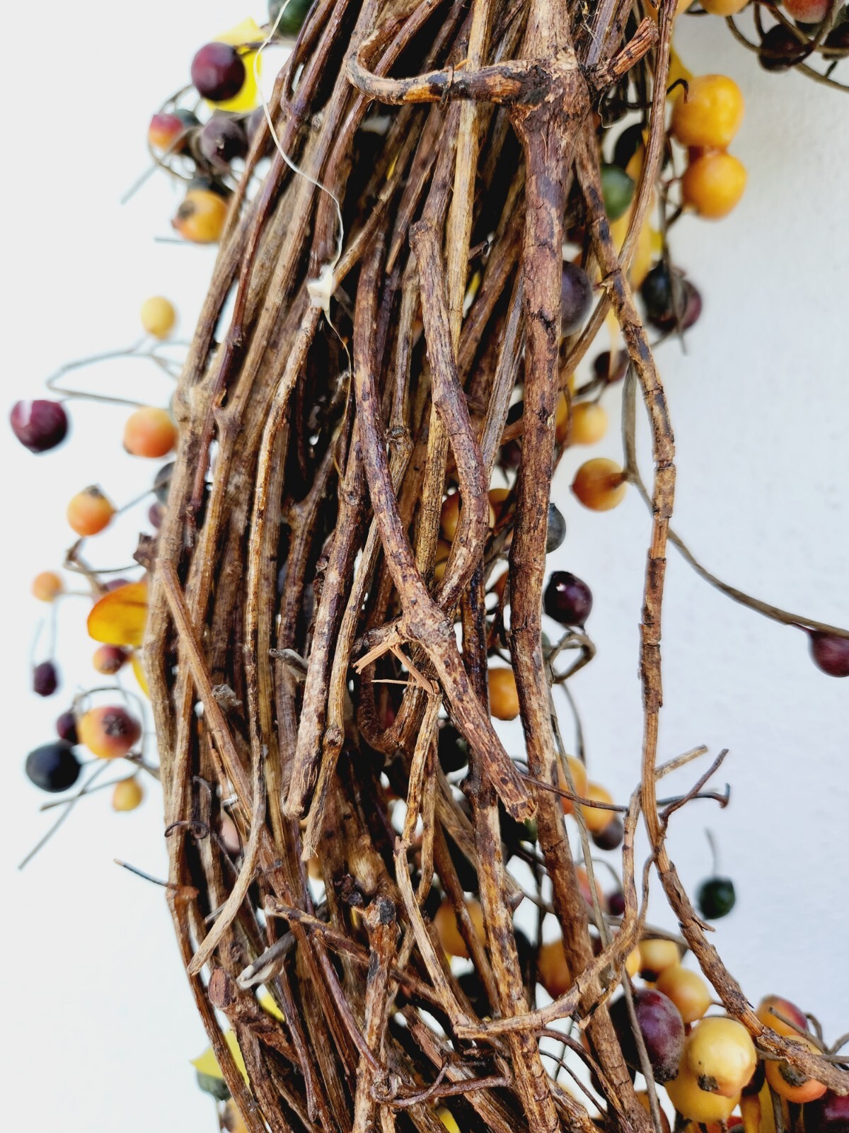 Primitive Rustic Fall BERRY WREATH Twig Base 18″ Across and 18″ Tall