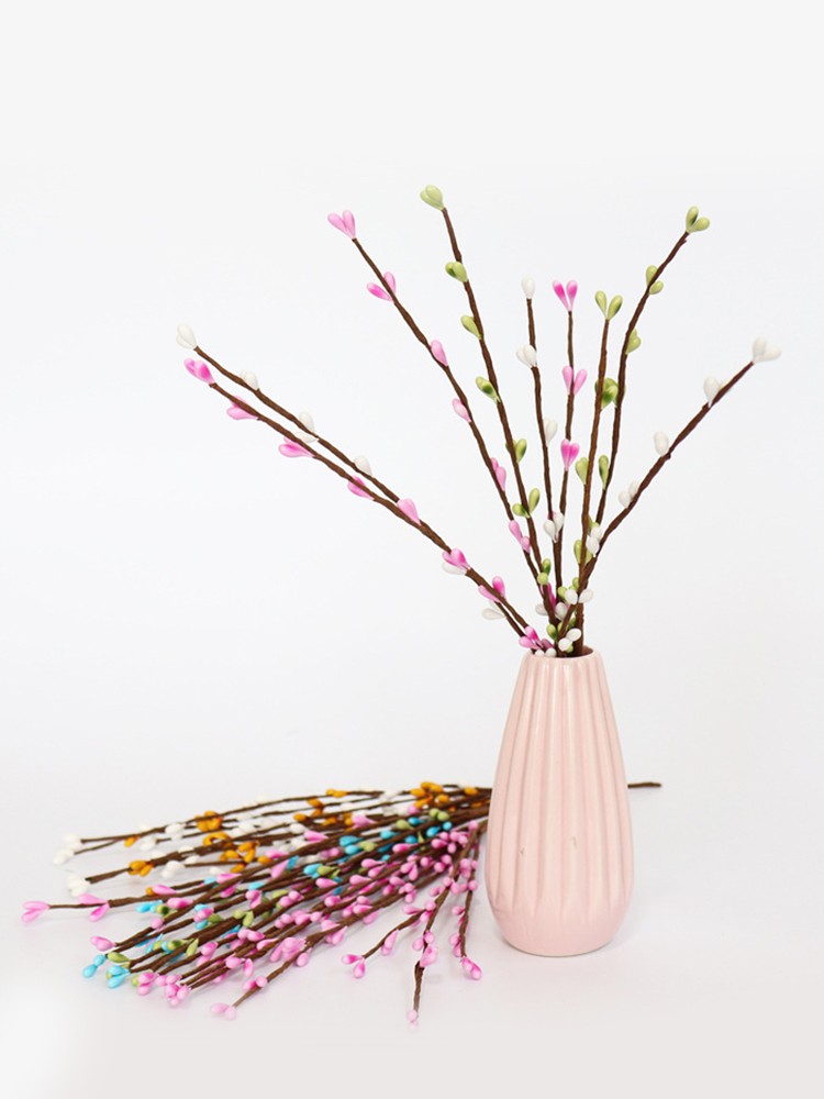 White Green Pink Easter Berry Stems 30cm Decor