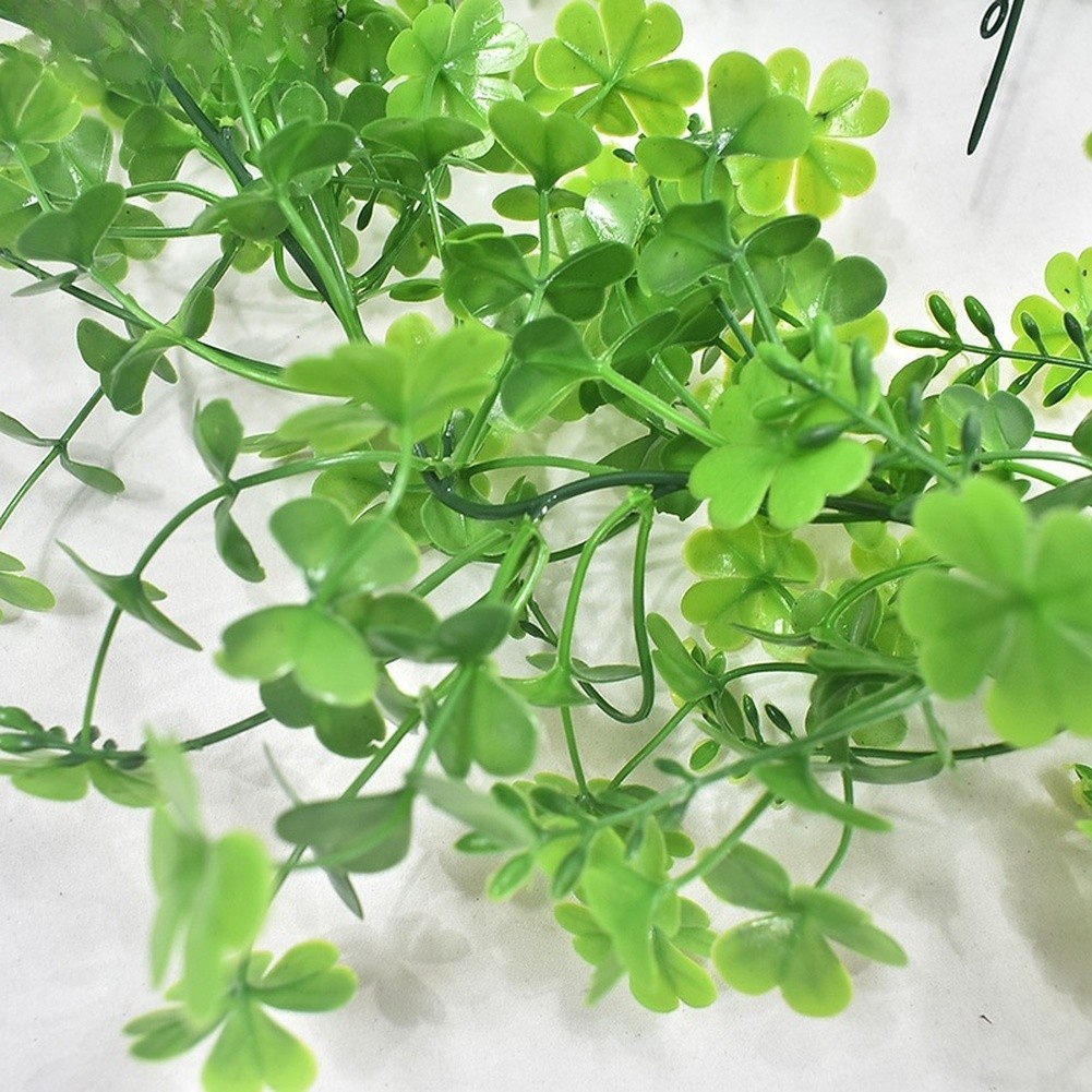 180cm Clover Wreath Green Artificial Rattan Shamrock Decor for Home Event