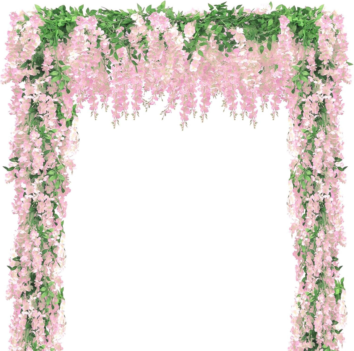 Wisteria Artificial Flowers Garland, 5Pcs Total 36FT Pink Wisteria Hanging Flowe
