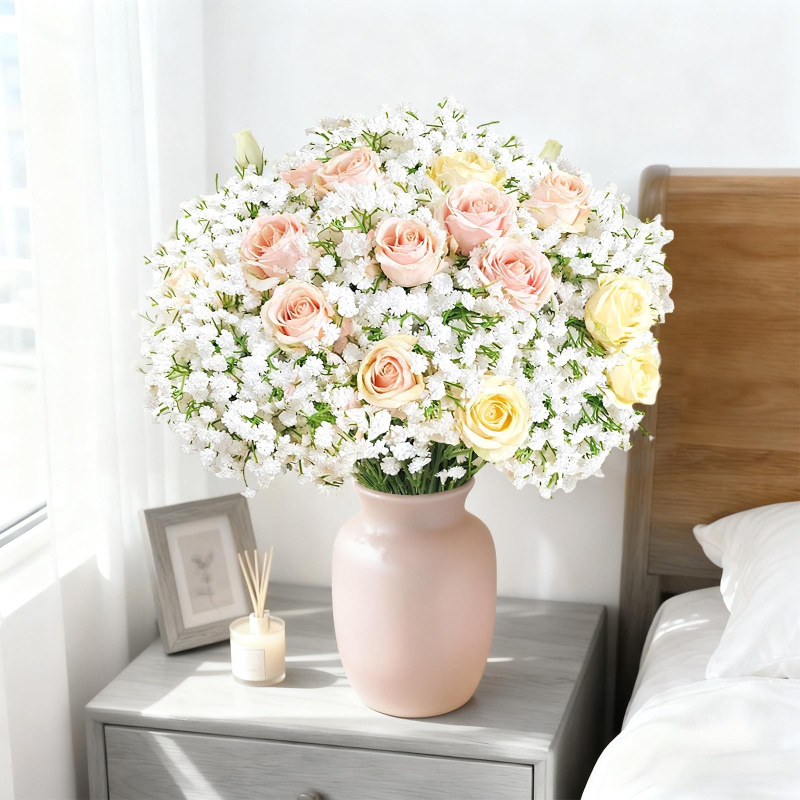 100Pcs Artificial Babys Breath Flowers – White Gypsophila for Wedding Home Decor