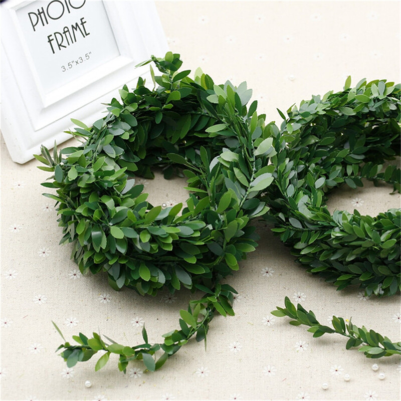 7.5m Garland Green Leaf Wire Vine Rattan Artificial Flower for DIY Wreath Crafts