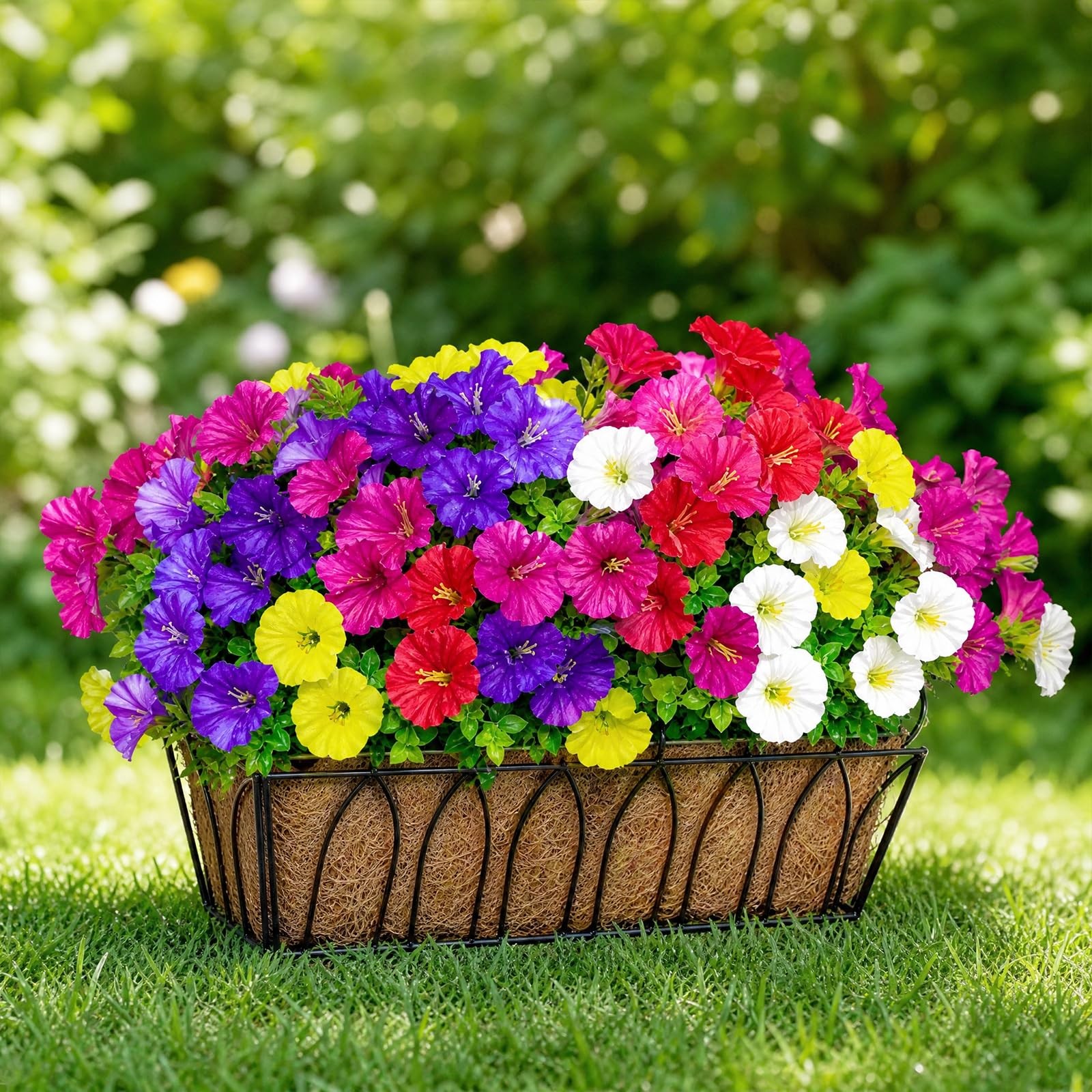 14 Pcs Artificial Petunias for Outdoors, UV Resistant Artificial Outdoor Plan…