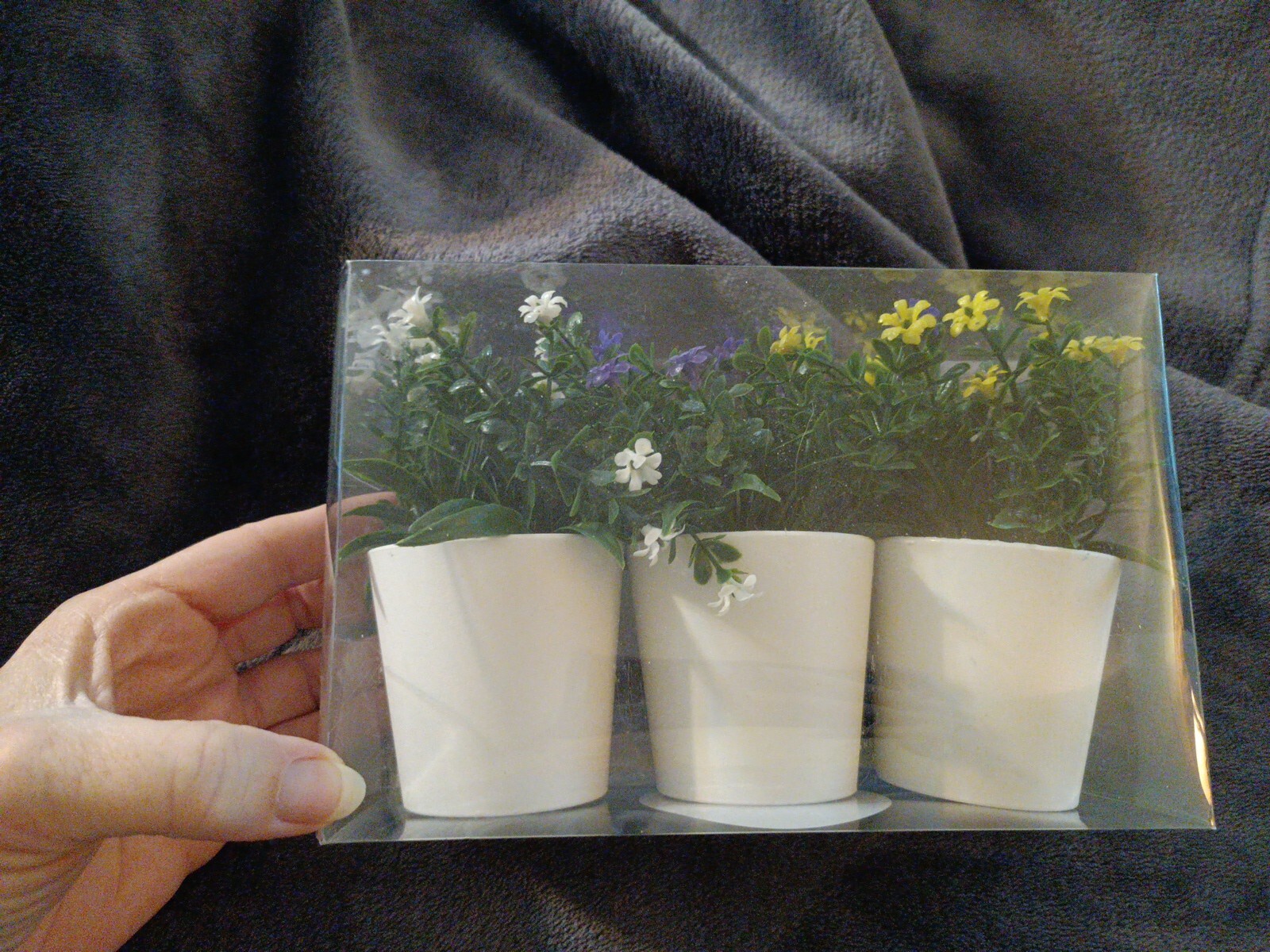 3 Pack Mini Potted Fake Plants Artificial Plastic Flowers Plants Topiaries NIB