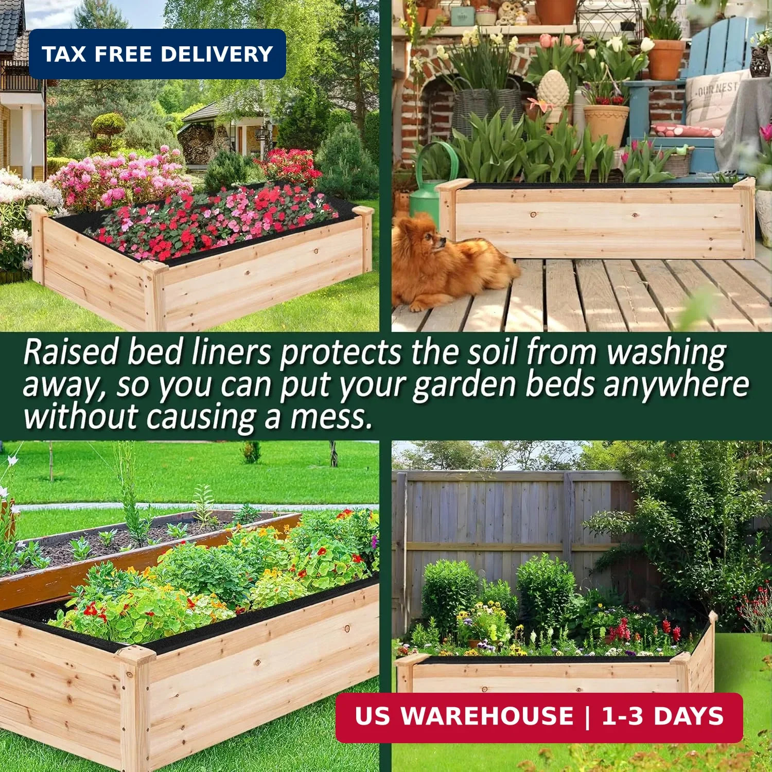 1PCS Raised Garden Bed Liner Fabric Raised Garden Bed Breathable Drainage Rectan