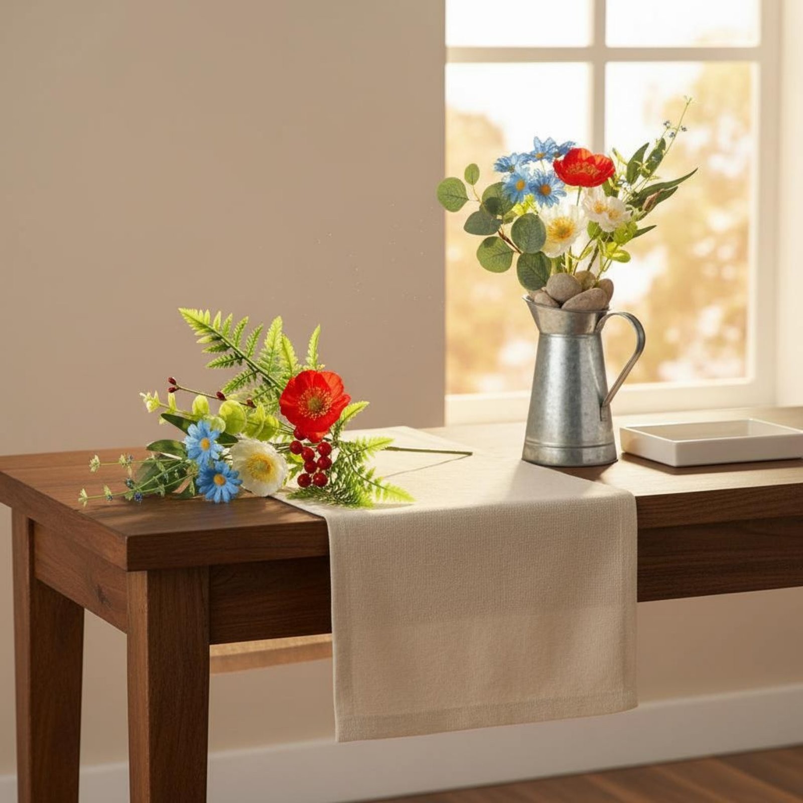 Patriotic Floral Sprig Reusable Independence Day Centerpiece Arrangement