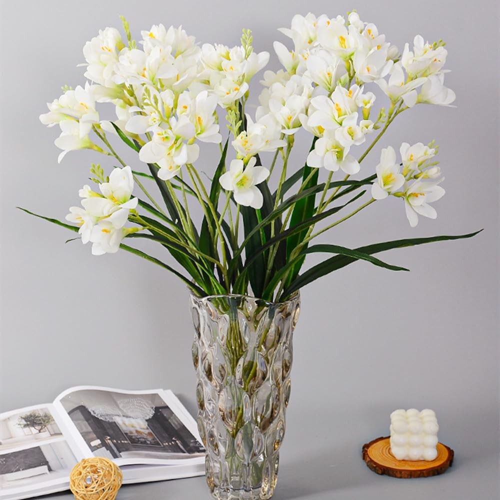 3Pcs Artificial Freesias Flowers,Artificial Lily for Wedding Home Party Garde…