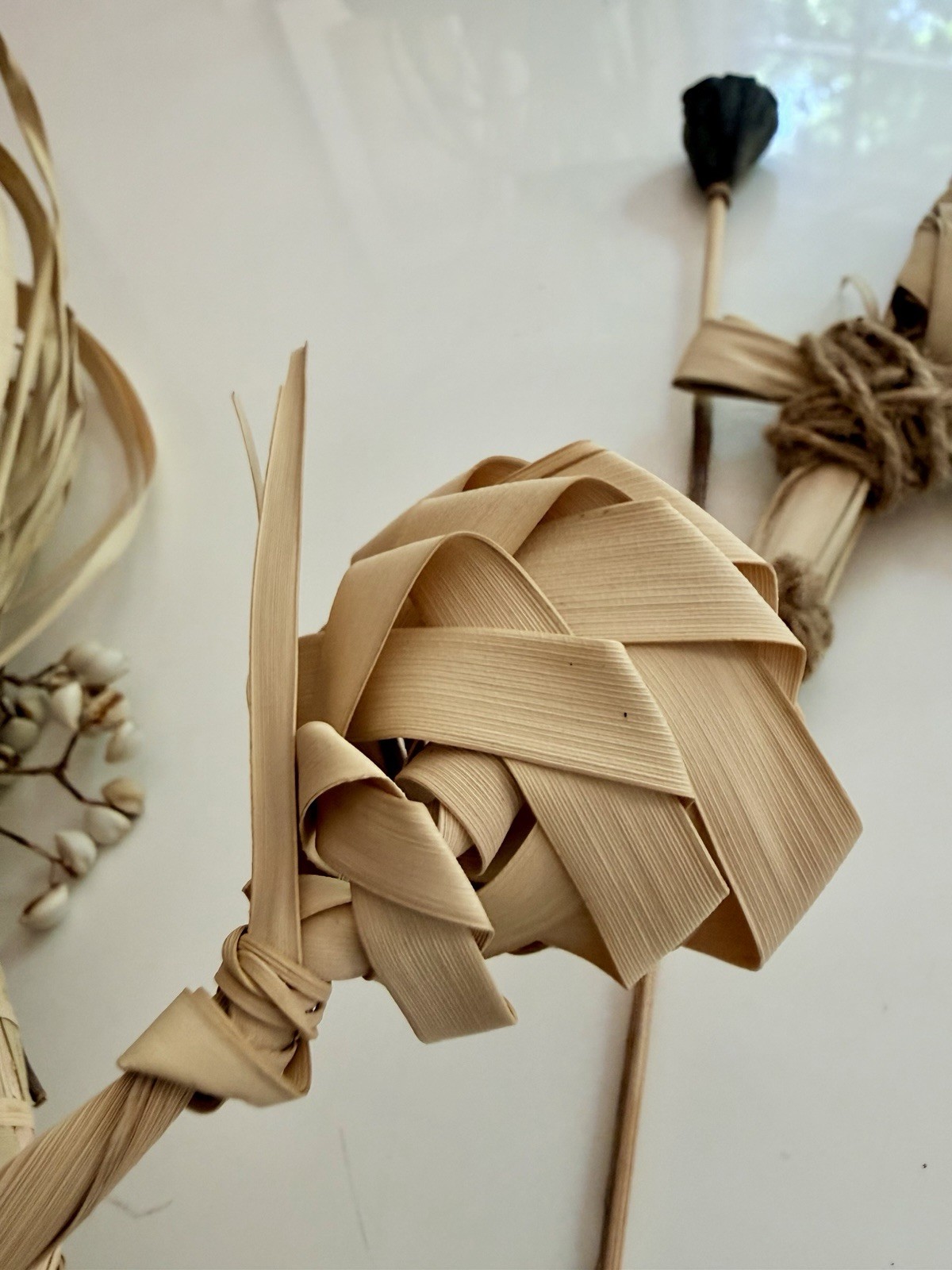 VTG Handmade Dried Palm Flower Bundle Natural Boho Floral Rustic Coastal Decor