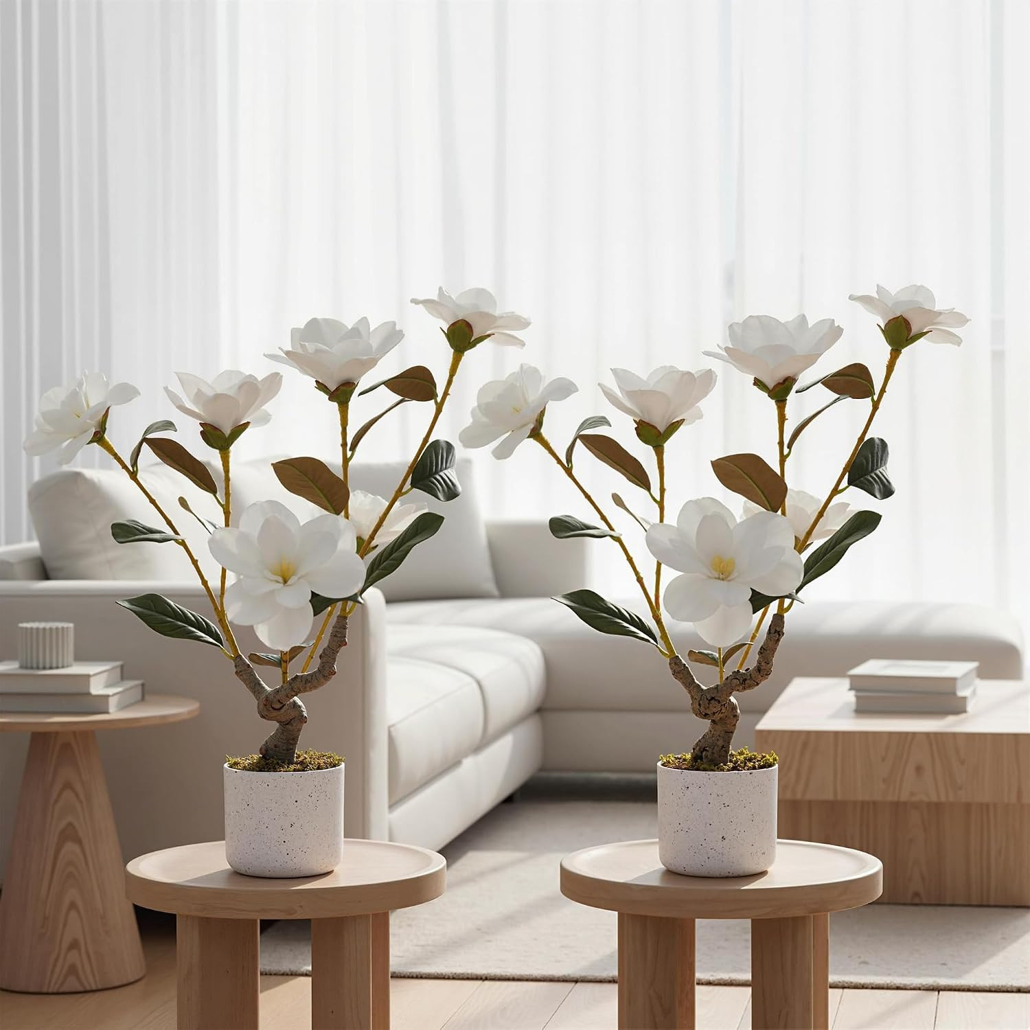 Elegant White Faux Orchid Flowers in Pot – 2 Pack, 24 Inch Indoor Decor