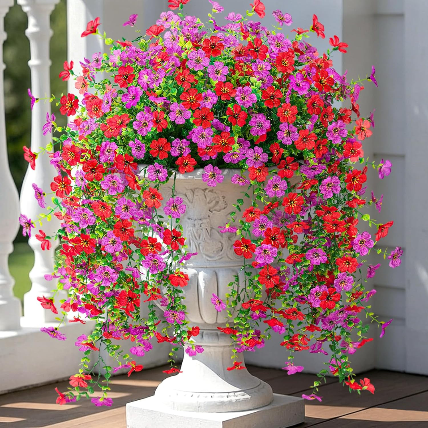 Fake Artificial Hanging Flowers for Outdoor Spring Decor 2PCS Faux Silk Flowers